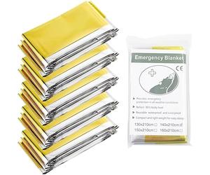 VisioClear® | Lot de 5 couvertures de survie doré/argenté pour les situations d'urgence et les conditions toutes saisons | 5 couvertures de premiers secours