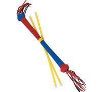 Visiodirect Bâton du Diable avec Franges de Couleur Rouge/Jaune, livré avec 2 Baguettes en Bois