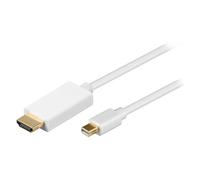 Visiodirect Câble Adaptateur Mini Display Port Male vers HDMI Male Thunderbolt à HDMI Blanc pour Surface Pro 4
