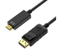 Visiodirect Câble DisplayPort vers HDMI 1,8m Noir DP mâle vers HDMI mâle uni-directionnel 4k à 30 Hz 1920x1200 1080p plaqués Or