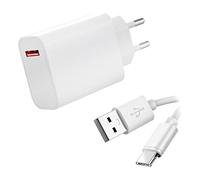 Visiodirect Chargeur Secteur Rapide USB2 33W + Cable Type C pour Xiaomi Mi 11 Lite 5G 6.55"/Xiaomi 11T Pro 5G 6.67" - Blanc