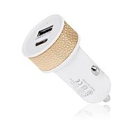 Visiodirect Chargeur Voiture Allume-Cigare Double Charge Port USB2 15W et USB-C 25W Blanc pour Samsung Galaxy A41 /Samsung Galaxy A42 5G