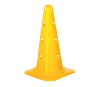 Visiodirect Cône 12 Trous Jaune avec Hauteur de 50 cm et Base 23 x 23 cm, avec Encoche pour Cerceau Plat et Jalon