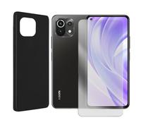 Visiodirect Coque de Protection Souple Silicone Noir + Verre trempé pour Xiaomi 11 Lite 5G 6.55" M2101K9G, M2101K9C, M2101K9R