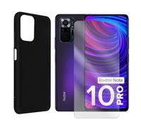 Visiodirect Coque de Protection Souple Silicone Noir + Verre trempé pour Xiaomi Redmi Note 10 Pro 4G 6.67" M2101K6G, M2101K6R