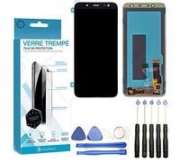 Visiodirect® Ecran Complet: Vitre Tactile + Ecran LCD Compatible avec Samsung Galaxy J6 SM-J600F Taille 5.6" Noir + Film Protecteur Verre trempé + Kit Outils Offert
