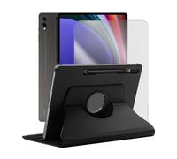 Visiodirect Etui Rotatif en Simili Cuir + Verre trempé pour Samsung Galaxy Tab S9 Ultra 14.6" SM-X910 SM-X916 - Noir