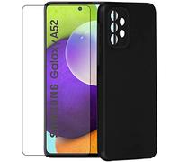 Visiodirect Film Protecteur Verre trempé pour Samsung Galaxy A52S SM-A528B Taille 6.5" + Coque de Protection Noir Souple