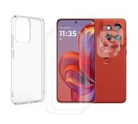 Visiodirect Lot de 2 Verre Trempé Compatible pour Motorola Edge 60 Neo 5G 6,36" XT2509-1 + Lot de 2 Verre Trempé Caméra Arrière + Coque Souple Silicone Transparente