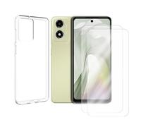 Visiodirect Lot de 2 Verre trempé Compatible pour Motorola Moto G24 4G / Motorola Moto G04 4G / Motorola Moto G04S 4G / Motorola Moto E14 4G + Coque de Protection Transparente Souple Silicone