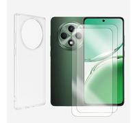 Visiodirect Lot de 2 Verre trempé Compatible pour Oppo RENO 12 F 4G 6.67" / Oppo RENO 12 FS 4G 6.67" / Oppo Reno 12 F 5G 6.67" CPH2637 + Coque de Protection Transparente Souple Silicone