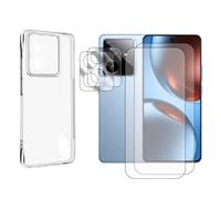 Visiodirect Lot de 2 Verre Trempé Compatible pour Realme GT 7 5G 6,78" RMX5061 / Realme GT 7T 5G 6,78" + Lot de 2 Verre Trempé Caméra Arrière + Coque Souple Silicone Transparente