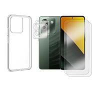 Visiodirect Lot de 2 Verre Trempé Compatible pour Xiaomi Poco M7 Pro 5G 6.67" + Lot de 2 Verre Trempé Caméra Arrière + Coque Souple Silicone Transparente