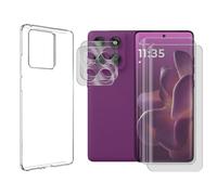 Visiodirect Lot de 2 Verre Trempé incurvé Compatible pour Motorola Edge 60 Pro 5G 6,7" + Lot de 2 Verre Trempé Caméra Arrière + Coque Souple Silicone Transparente