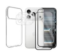 Visiodirect Lot de 2 Verre Trempé pour Iphone 17 Pro 6.3" A3256, A3523, A3522, A3524 + Lot de 2 Verre Trempé Caméra Arrière + Coque Souple Silicone Transparente