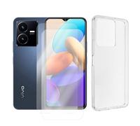 Visiodirect Lot de 2 Verre trempé pour Vivo Y22S 4G 6.55" V2206 + Coque de Protection Transparente Souple Silicone