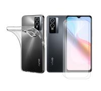 Visiodirect Lot de 2 Verre trempé pour Vivo Y76 5G 6.58" V2124 + Coque de Protection Transparente Souple Silicone