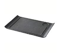 Visiodirect Lot de 4 Assiettes à Steak avec rigole Basalt - 39,5 x 24 cm