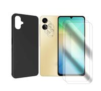 Visiodirect Protection intégrale Lot de 2 Verre Trempé Compatible pour Samsung Galaxy A06 4G SM-A065F 6.7"+ Lot de 2 Verre Trempé Caméra Arrière + Coque Souple Silicone Noir