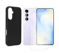 Visiodirect Protection intégrale Lot de 2 Verre Trempé Compatible pour Samsung Galaxy S25 FE 5G SM-S731B 6.7"+ Lot de 2 Verre Trempé Caméra Arrière + Coque Souple Silicone Noir