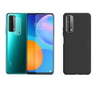 Visiodirect Protection intégrale Verre Trempé pour Huawei Psmart 2021 + Verre Trempé Caméra Arrière + Coque Souple Silicone Noir