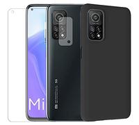 Visiodirect Protection intégrale Verre Trempé pour Xiaomi Mi 10T Pro + Verre Trempé Caméra Arrière + Coque Souple Silicone Noire