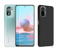 Visiodirect Protection intégrale Verre Trempé pour Xiaomi Redmi 10 2022 + Verre Trempé Caméra Arrière + Coque Souple Silicone Noir