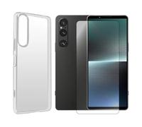 Visiodirect Verre trempé + Coque de Protection Transparente Souple Silicone pour Sony Xperia 1 V 6.5" XQDQ62/B XQ-DQ72 XQ-DQ54