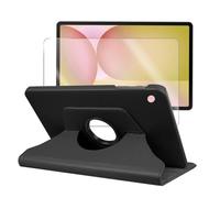 Visiodirect Verre trempé + Coque Rotatif en Simili Cuir Compatible pour Samsung Galaxy Tab S10 FE+ Plus SM-X620, SM-X626, SM-X626B 13.1" - Noir