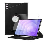 Visiodirect Verre trempé + Coque Rotatif en Simili Cuir Compatible pour Samsung Galaxy Tab S11 Ultra SM-X930 SM-X936 14.6" - Noir