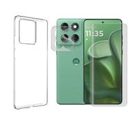 Visiodirect Verre Trempé incurvé Compatible pour Motorola Edge 60 5G 6,67" + Verre Trempé Caméra Arrière + Coque Souple Silicone Transparente