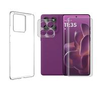 Visiodirect Verre Trempé incurvé Compatible pour Motorola Edge 60 Pro 5G 6,7" + Verre Trempé Caméra Arrière + Coque Souple Silicone Transparente