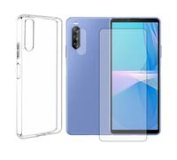 Visiodirect Verre Trempé pour Sony Xperia 10 V 6.1" XQ-DC72, XQ-DC54 + Verre Trempé Caméra Arrière + Coque Transparente Souple Silicone