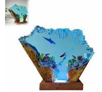 VISIOLEX Lampe de nuit en résine marine, lampe en résine époxy, lampe en résine, lampe de table en résine fabriquée à la main, ornement d'art décoratif pour la chambre (6 * 4in)