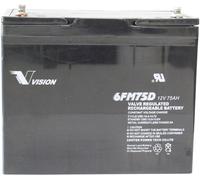 Vision Akkus 6FM75DX Batterie au plomb 12 V 75 Ah plomb (AGM) (l x H x P) 258 x 215 x 166 mm raccord à vis M6 sans entretien, résistant aux cycles de charge