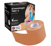 Vision Bande de kinésiologie couleur chair - 1 rouleau de 5 cm x 5 m - Bande de kinésiologie avec une tenue extra forte - Bandes de kinésiologie super douces pour la peau - Tape Kinesio Tape - Bande
