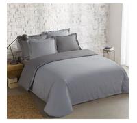 VISION - Bicolore - Housse de couette Réversible 200x200cm avec 2 taies 65x65cm -Gris/gris perle - 100% coton