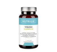 Vision Complex Luteína + Zeaxanthine + Astaxanthine - Vit. C E et A - Pour les yeux - Complexe 18 ingrédients avec Zinc Sélénium Cuivre Lycopène + Thiamine Riboflavine - 60 Capsule Nutralie