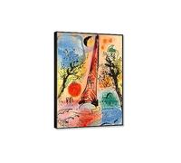 « Vision de Paris Lithographie Originale» par -Reproductions de Tableaux sur toile-célèbres peintures sur toile affiches d'art mural et impressions-Image abstraite Salon Décor 60x84cm24"x33"Cadre noir