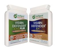 Vision Defender A.M.D. Plus & BP Pack Soin des Yeux - AREDS2 Lutéine Zéaxanthine Myrtille Écorce de Pin - Méso-Zéaxanthine Cuivre Zinc - Vitamines Yeux pour Vision - 120 Capsules - UK