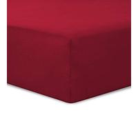 VISION - Drap Housse 90 x 190 cm pour lit Simple ou lit Enfant - Coloris: Rouge - 100% Coton: 57 Fils - 4 Coins élastiques