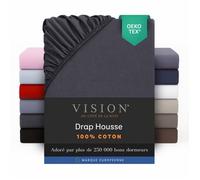 Vision - Drap housse Anthracite - 180x200cm - 100% coton