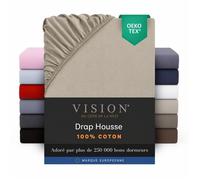 Vision - Drap housse Beige - 140x190cm - 100% coton