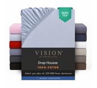 Vision - Drap housse Gris Perle - 90x190cm - 100% coton