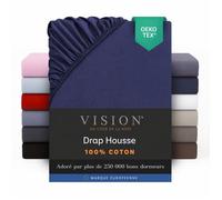 Vision - Drap housse Marine - 140x190cm - 100% coton
