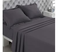VISION - Drap Plat - 100% Coton - Couleur : Anthracite - 270 x 300 cm - Lit Double - Fibres Naturelles - Tissage serré - Tissu Doux et Respirant - Certifié Oeko-Tex