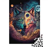 Vision du Loup Mystique 1000 Pièces Carton Épais Jeu De Puzzle Senior Jigsaw Enthusiastes Décompression Concentration Décoration Murale 52x38cm/1000pcs