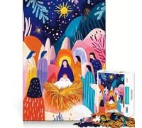 Vision fauviste saisissante de l'Adoration des bergers Puzzle de 1000 pièces Jeu de réflexion Découpe de Haute précision Un défi Amusant pour Passer Le Temps (50x75cm)
