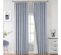 Vision Home Chambray Rideaux plissés entièrement occultants pour fenêtre de Salon, Chambre à Coucher, Rideaux plissés à Isolation Thermique avec Crochets et languettes arrière, 2 Panneaux 101,6 x 160
