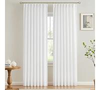 Vision Home Lot de 2 Panneaux de Rideaux Semi-Transparents plissés texturés filtrant la lumière pour Salon, Chambre à Coucher, Rideaux plissés en Rayonne mélangée avec Crochets, 101,6 x 241,3 cm (l x